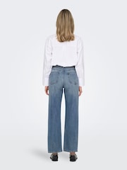 ONLY Blue 100% Cotton Mid Waist Straight Fit Jeans - Image 2 of 6