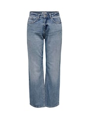 ONLY Blue 100% Cotton Mid Waist Straight Fit Jeans - Image 5 of 6