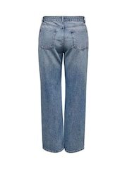 ONLY Blue 100% Cotton Mid Waist Straight Fit Jeans - Image 6 of 6