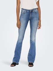 ONLY Blue Blush Mid Waist Flared Jeans With Super Stretch - Image 1 of 6