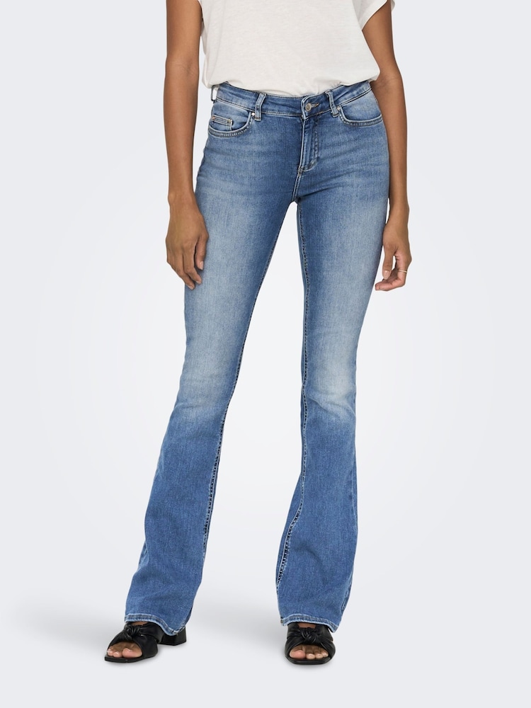 ONLY Blue Blush Mid Waist Flared Jeans With Super Stretch - Image 1 of 6