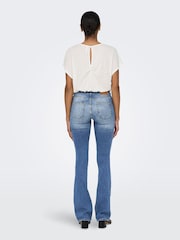 ONLY Blue Blush Mid Waist Flared Jeans With Super Stretch - Image 2 of 6