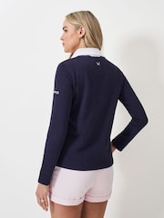 Crew Clothing Blue 100% Cotton Long Sleeve Rugby Shirt - Image 2 of 5