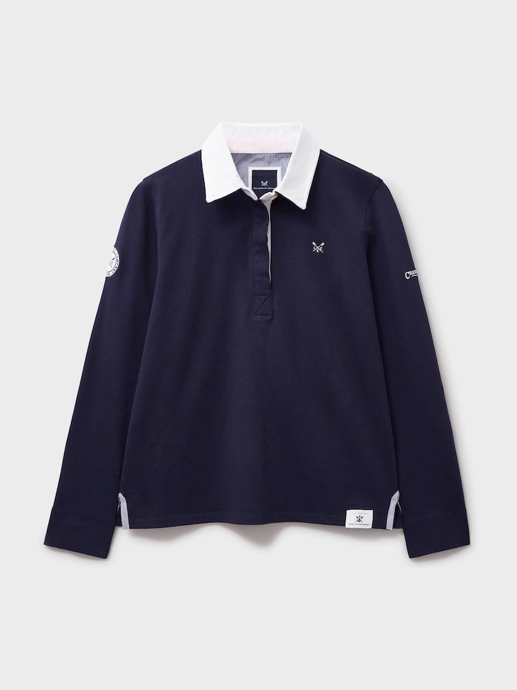 Crew Clothing Blue 100% Cotton Long Sleeve Rugby Shirt - Image 5 of 5