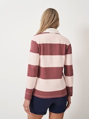 Crew Clothing Pink Stripe Embroidered Rugby 100% Cotton Shirt - Image 2 of 5