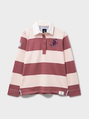 Crew Clothing Pink Stripe Embroidered Rugby 100% Cotton Shirt - Image 5 of 5