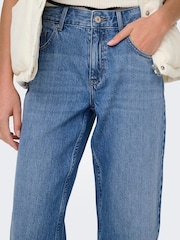 ONLY Blue Mom Fit Mid Waist Straight Leg Jeans - Image 4 of 6