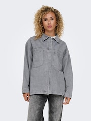 ONLY Grey Long Sleeve Loose Denim Over Shirt - Image 2 of 7