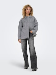 ONLY Grey Long Sleeve Loose Denim Over Shirt - Image 5 of 7