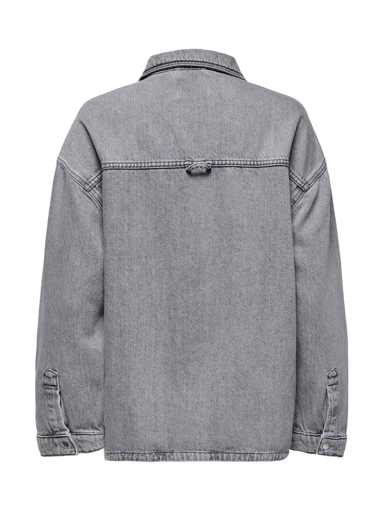 ONLY Grey Long Sleeve Loose Denim Over Shirt - Image 7 of 7