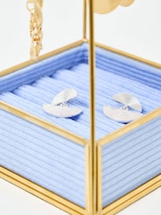 Oliver Bonas Blue Glass and Gold Velvet Pyramid Jewellery Stand - Image 4 of 5