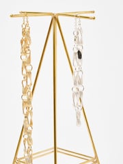 Oliver Bonas Blue Glass and Gold Velvet Pyramid Jewellery Stand - Image 5 of 5