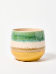 Oliver Bonas Green Large Aria Ceramic Plant Pot - Image 3 of 6