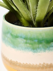 Oliver Bonas Green Large Aria Ceramic Plant Pot - Image 4 of 6