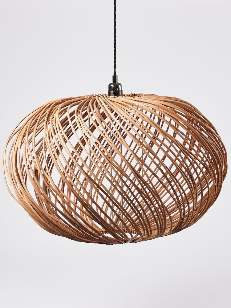 Oliver Bonas Natural Large Espiral Rattan Pendant Lamp Shade - Image 1 of 2