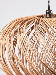 Oliver Bonas Natural Large Espiral Rattan Pendant Lamp Shade - Image 2 of 2