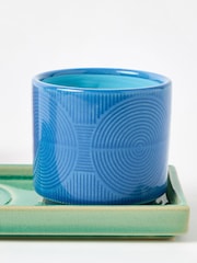 Oliver Bonas Set of 3 Green Cerchio Ceramic Plant Pots - Image 4 of 5