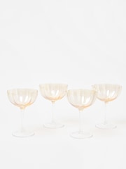 Oliver Bonas Set of 4 Lustre Golden Flower Print Champagne Saucers - Image 1 of 4