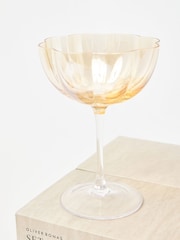 Oliver Bonas Set of 4 Lustre Golden Flower Print Champagne Saucers - Image 4 of 4