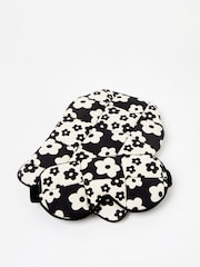 Oliver Bonas Multi Monochrome Floral Print Hot Water Bottle and Eye Mask Set - Image 1 of 4