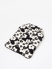 Oliver Bonas Multi Monochrome Floral Print Hot Water Bottle and Eye Mask Set - Image 3 of 4