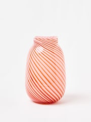 Oliver Bonas Pink Onda Stripe Glass Vase - Image 2 of 5