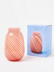 Oliver Bonas Pink Onda Stripe Glass Vase - Image 3 of 5