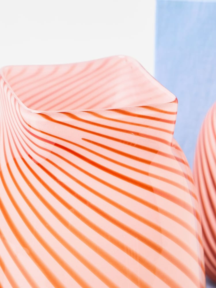 Oliver Bonas Pink Onda Stripe Glass Vase - Image 5 of 5 Oliver Bonas Pink Onda Stripe Glass Vase - Image 5 of 5