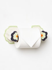 Oliver Bonas Cream Flower Ceramic Toilet Roll Holder - Image 2 of 3