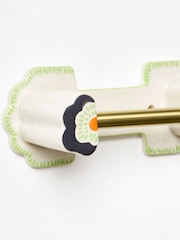 Oliver Bonas Cream Flower Ceramic Toilet Roll Holder - Image 3 of 3