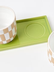 Oliver Bonas Set of 2 White Noi Checkerboard Plant Pots - Image 5 of 5