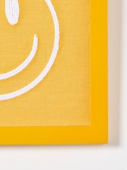 Oliver Bonas Yellow Embroidered Happy Face Framed Wall Art - Image 3 of 5