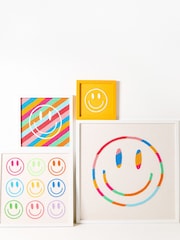Oliver Bonas Yellow Embroidered Happy Face Framed Wall Art - Image 5 of 5