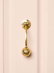 Oliver Bonas Gold Happy Face Gold Door Knocker - Image 1 of 3