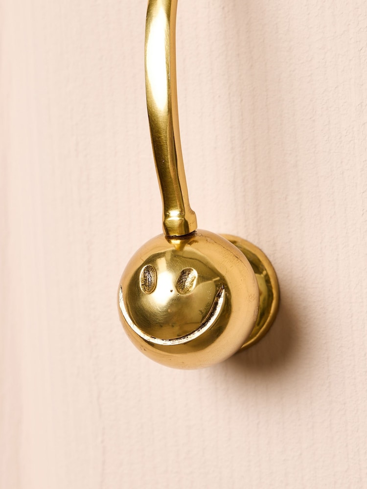 Oliver Bonas Gold Happy Face Gold Door Knocker - Image 3 of 3