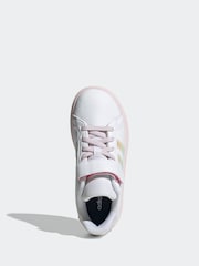 adidas White Grand Court 2.0 Elastic Lace Kids Trainers - Image 4 of 8
