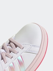 adidas White Grand Court 2.0 Elastic Lace Kids Trainers - Image 6 of 8