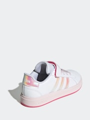 adidas White Grand Court 2.0 Elastic Lace Kids Trainers - Image 8 of 8