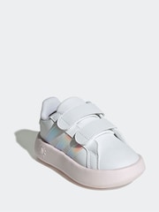 adidas White/Metallic/Pink Grand Court 2.0 Hook and Loop Infant Trainers - Image 3 of 8