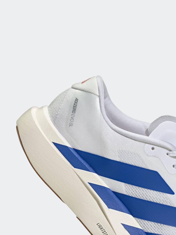 adidas White/Blue Adizero EVO SL Trainers - Image 18 of 18
