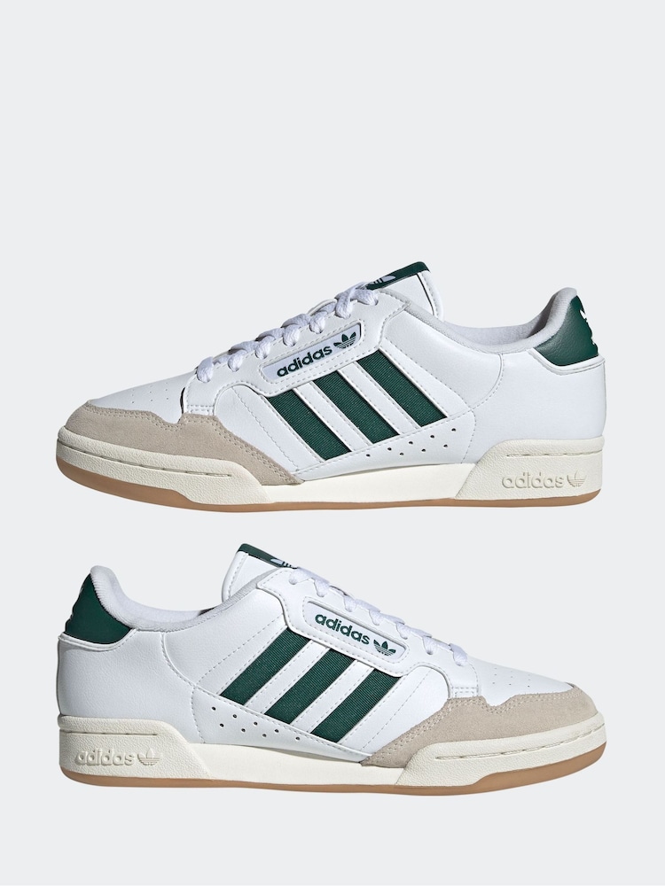 Buy adidas Originals White Continental 80 Stripes Trainers from