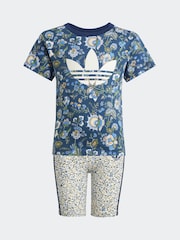 adidas Originals Blue x Liberty London T-Shirt and Short Set Little Kids - Image 1 of 3