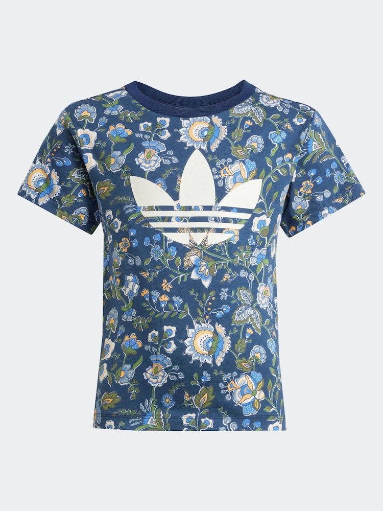 adidas Originals Blue x Liberty London T-Shirt and Short Set Little Kids - Image 2 of 3