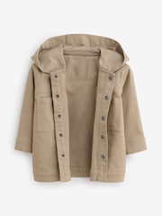 Tan Denim-Style Hooded Shacket - Image 2 of 5