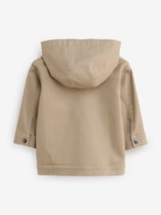 Tan Denim-Style Hooded Shacket - Image 3 of 5