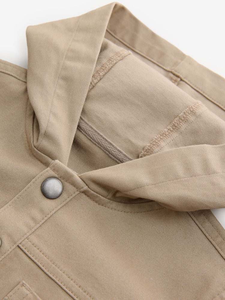 Tan Denim-Style Hooded Shacket - Image 5 of 5