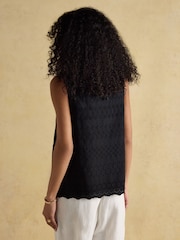 Joules Cove Linen Blend Black Sleeveless Top with Linen - Image 2 of 6