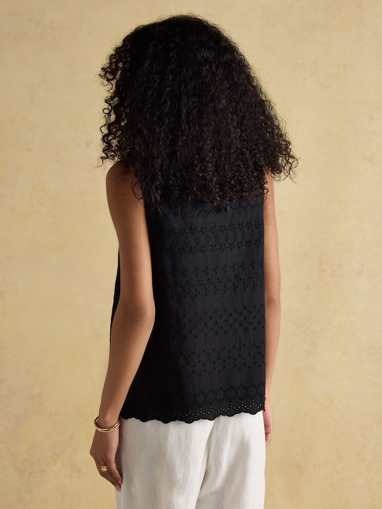 Joules Cove Linen Blend Black Sleeveless Top with Linen - Image 2 of 6