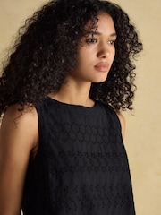 Joules Cove Linen Blend Black Sleeveless Top with Linen - Image 3 of 6