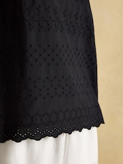 Joules Cove Linen Blend Black Sleeveless Top with Linen - Image 4 of 6